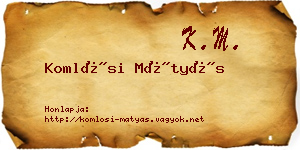 Komlósi Mátyás névjegykártya