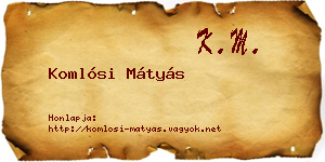 Komlósi Mátyás névjegykártya
